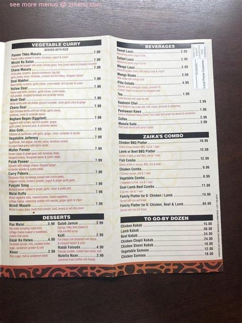 zaika edison nj menu.